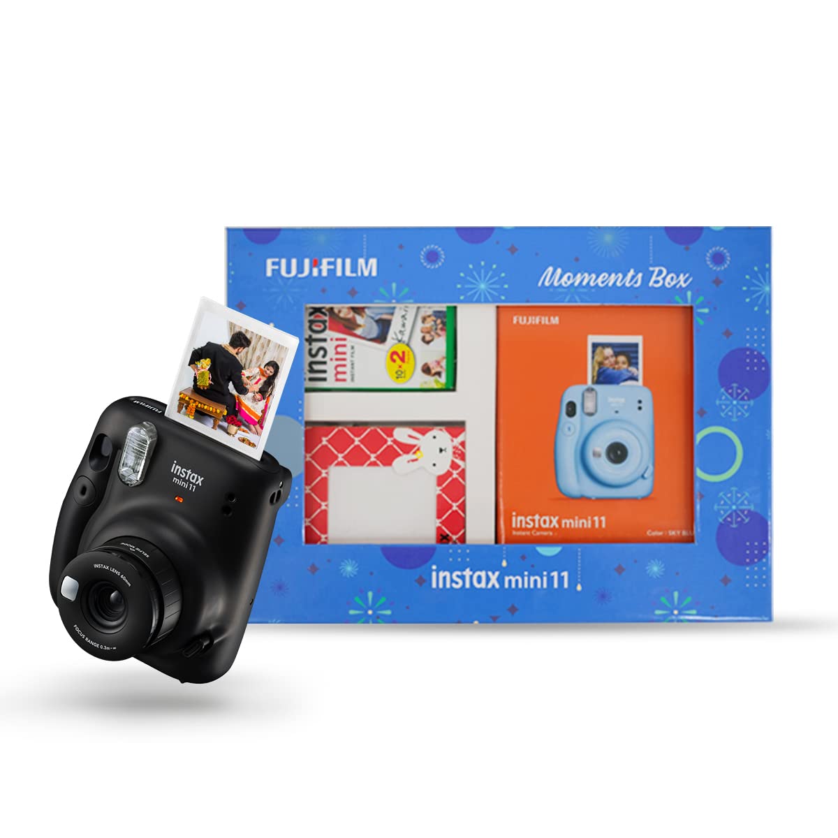 Fujifilm Instax Mini 11 Instant Camera (Sky Blue) Moments Box with 20 Shots