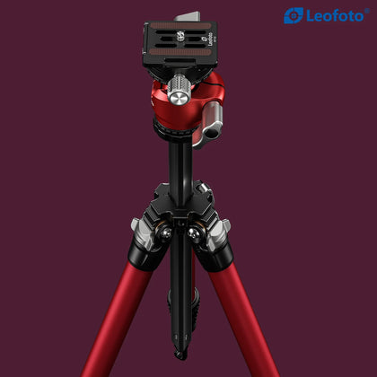 Leofoto LY-224C+LH-25 Mr. Y Series, Y Shaped Center Column CNC, Carbon Fiber Tripod Tubes-Red