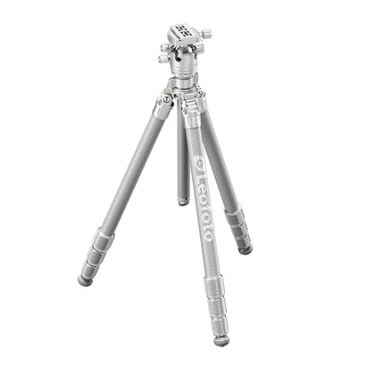 Leofoto LG-324C+LH-40R Premium Carbon Fiber Tripod with Quick Swap Center Column & Platform Silver Colour