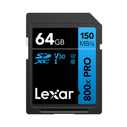 Lexar High Performance 800x Pro 64GB SDXC UHS-I U3 SD Card For Camera