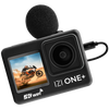 IZI ONE Plus 5K 48MP Action Camera 6-Axis Gyro Stabilization,Waterproof, Vlogging,170° FOV, WiFi, Dual Touch Screen Video, Fast C-Type Charge, HQ External Mic Included