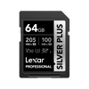 Lexar Professional Silver Plus 64GB SDXC UHS-I  Card Read Upto 205MB/s, Write Up to 150MB/s