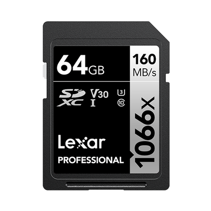 Lexar Professional 64GB 1066x SDXC UHS-1 SD Card For Camera V30 LSD1066064G-BNNNG