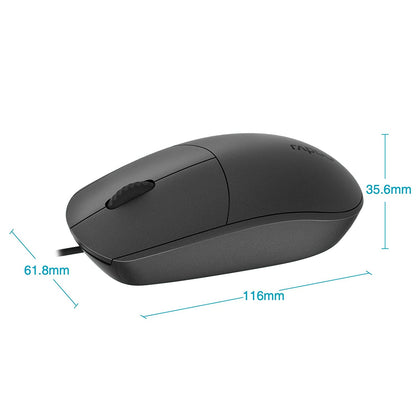 Rapoo N100 Wired Mouse 1600 DPI For Mac or Windows PC