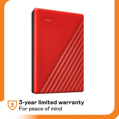 WD My Passport 4TB Portable Hard Disk With USB3.0,Automatic Backup Compatible with Windows & Mac-Red